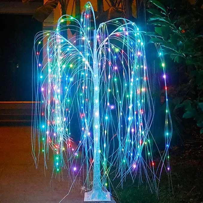 Colorful Lighted Willow Tree, RGB LED Tree with Remote, Willow Tree with Multicolored String Lights