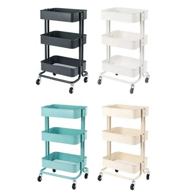 Colorful Rolling Metal Kitchen Trolley Cart