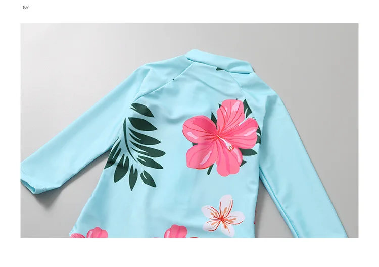 New Fashion Girl Child Swimwear One Piece Swimsuit Designer Soft Warm Long Sleeve Swimsuit for Children