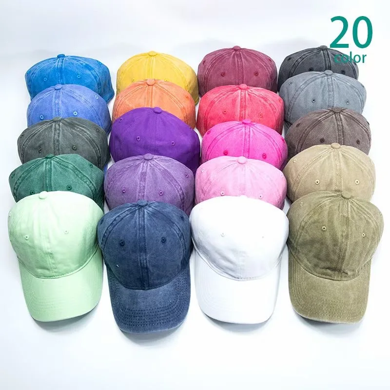 High Quality 6 Panel Caps Blank Wash Dad Hat Retro Vintage Cotton Washed Sports Caps Adjustable Unstructured Dad Hat