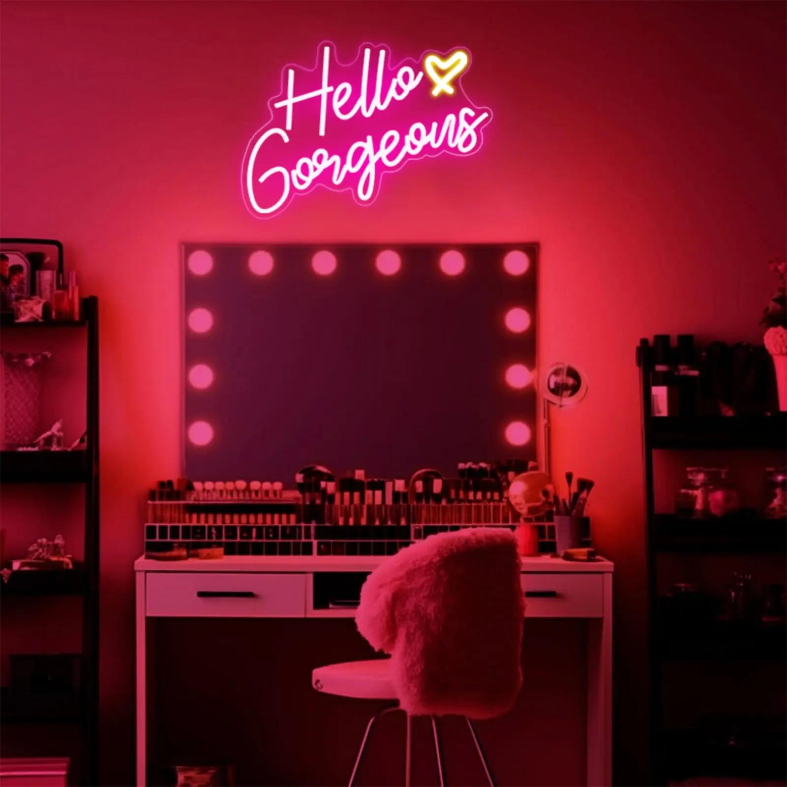 Hello Gorgeous Pink LED Neon Sign Dimmable Switch for Home Wedding Birthday & Backdrop for Party & Bacelorette Celebration
