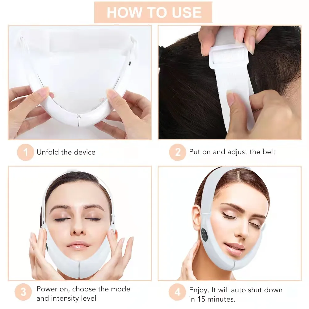Facial Lifting Device LED Photon Therapy Facial Slimming Vibration Massager Double Chin V Face Shaped Cheek Lift Belt Machine