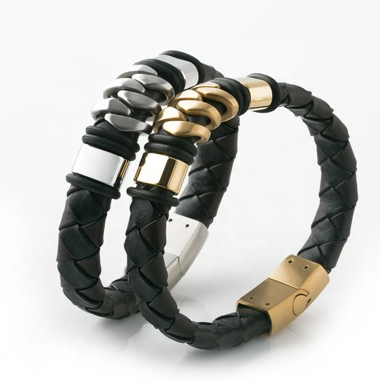 2020 Wholesale Women Men Jewelry Braid Double Ropes Magnetic Stainless Steel Wrist Band Bracelets