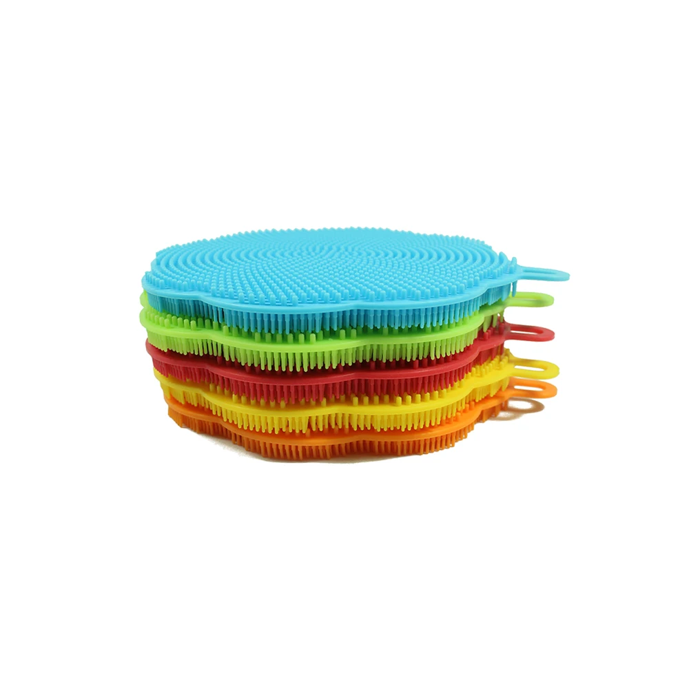 Manufacturer Direct Selling High Temperature Safe Soft Dishwashing Brush Pad Dish Wash Silicone  Sponge Scrubber