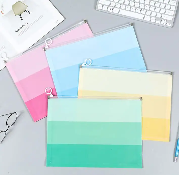 Buttons Plastic Clear Custom logo folder Snaps PP PVC Zipper File Envelope waterproof document bag