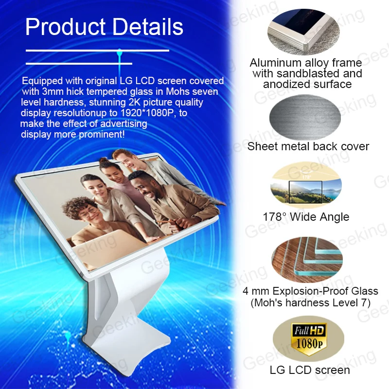 OEM 43 inch Floor standing horizontal Digital Kiosk lcd wifi infrared touch screen query machine information interactive kiosk