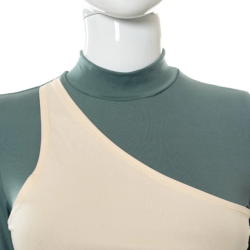 Женский Повседневный костюм с контрастной юбкой, пуловер с круглым вырезом и длинным рукавом, костюм с короткой юбкой, осень 2021