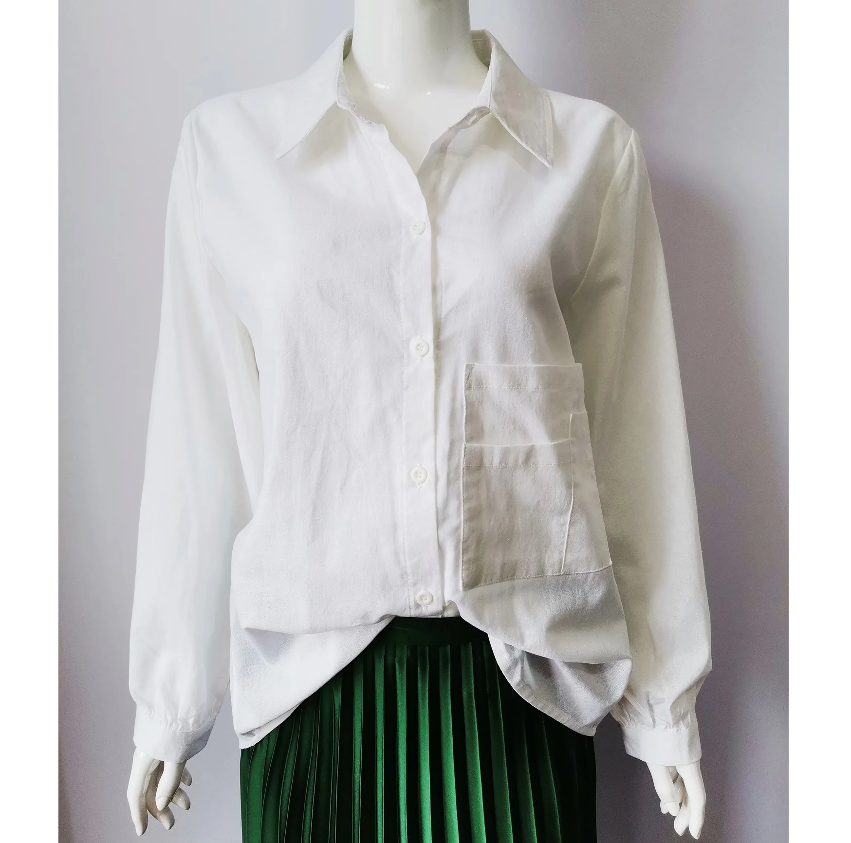 
Casual women blouse linen white for summer spring autumn 
