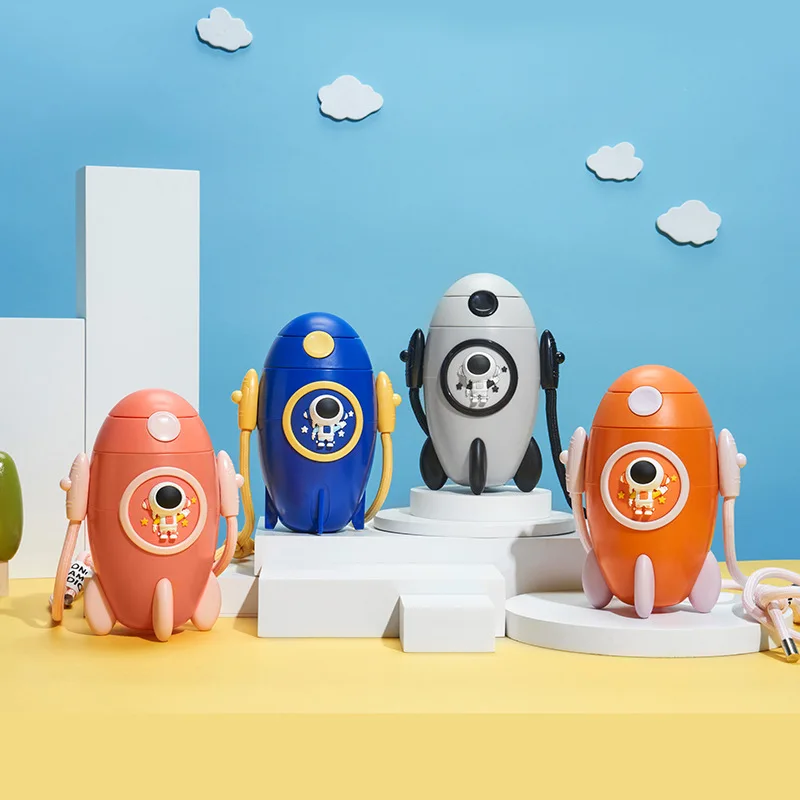 Creative Portable 500ml students summer cartoon drinking water bottles Children Rocket kids rocket plastic water bottle