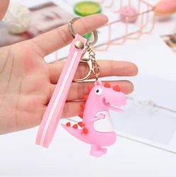 2019 New Design Ready To Ship 3d Pvc Cartoon Dinosaur Keychain