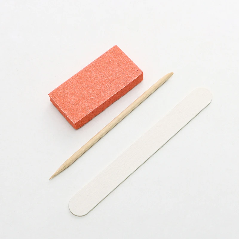 Manicure Pedicure Tool Kit Purple Nail Buffer with Cuticle Pusher Wood Stick Remove Cleaning Nail File And Nail Buffer Set