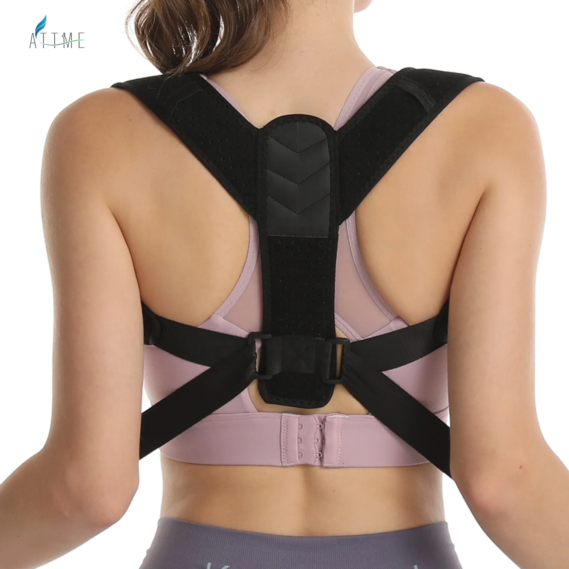 
2021 new product breathable light weight portable black color upper back posture corrector adjustable one size fit all 