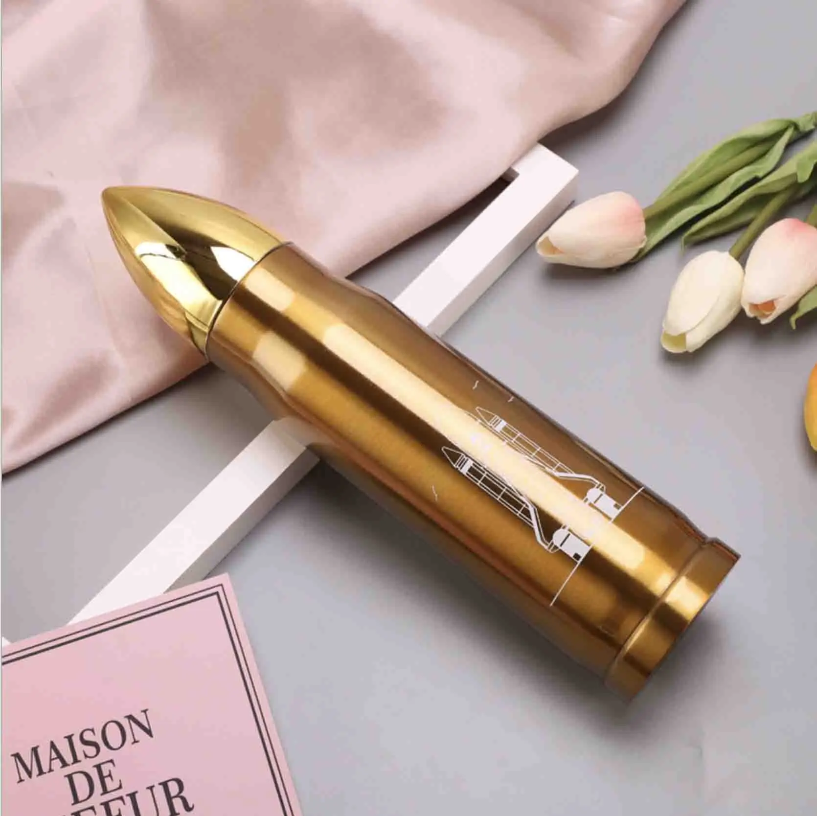 Creative hot sale 500ml rocket flask double wall water bottle stainless steel water bottle rocket