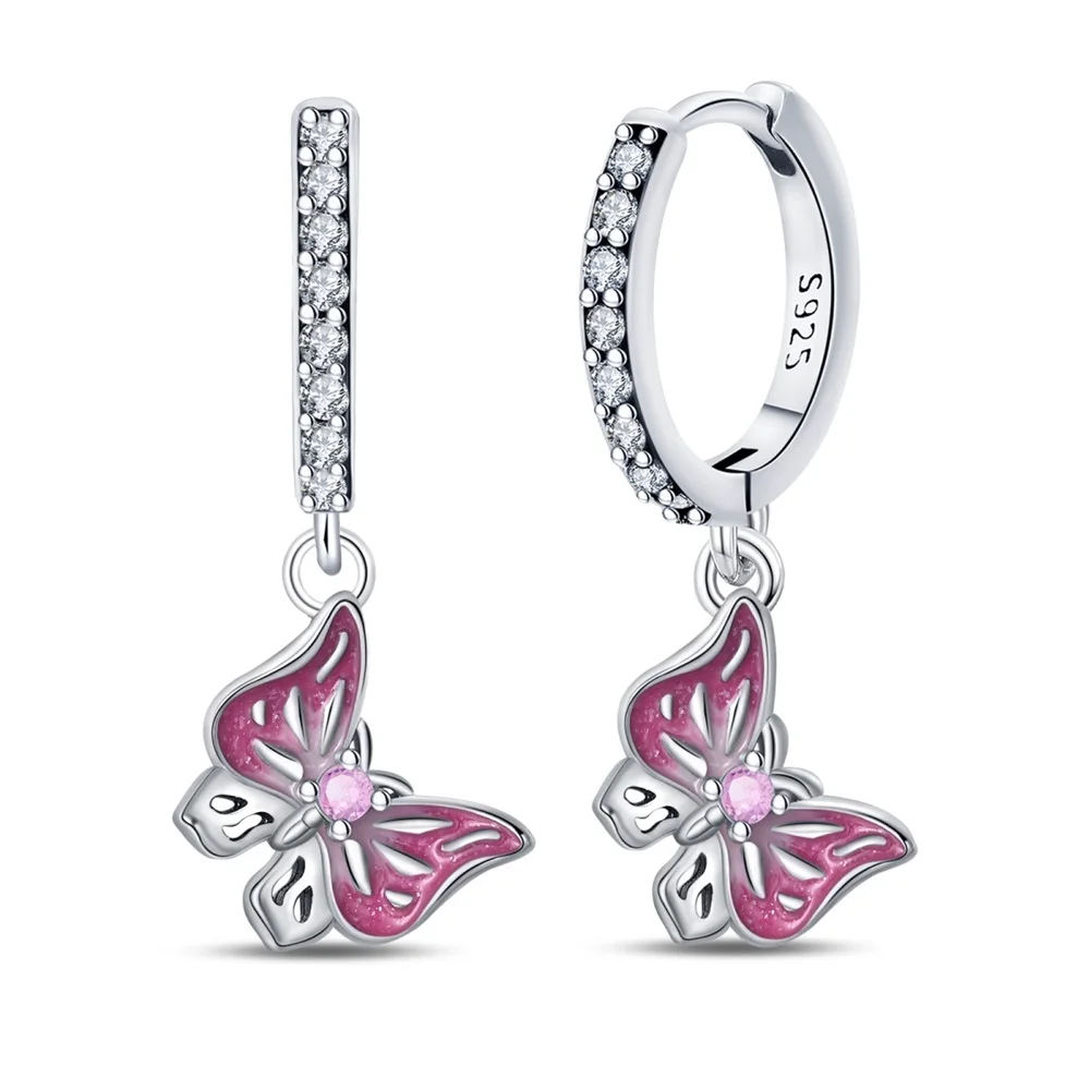 New fashion Cactus Chameleon Rose colourful diamond earring S925 Sterling Silver hoop Earrings for women gifts Jewelry wholesale