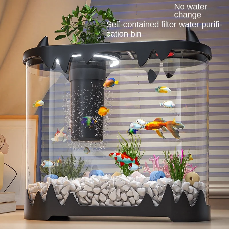 Creative Small Fish Aquarium Acrylic Tropical Fish Aquarium Decoration for Office Home Table Mini Aquarium Fish Tank