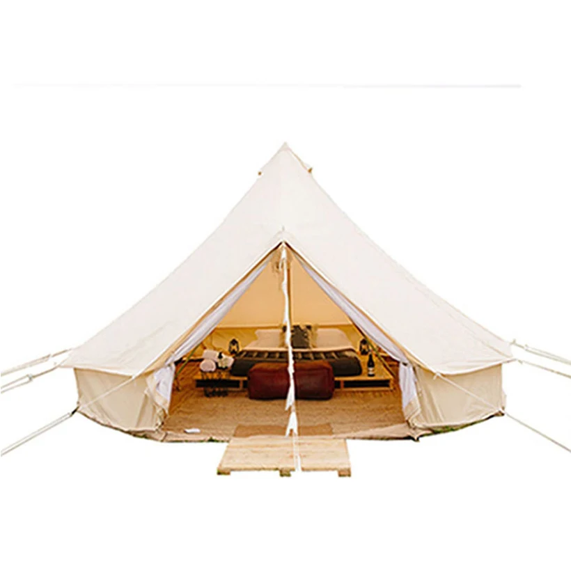 Hot Sale 4-6 Persons Winter Waterproof CGmping Canvas 4m 5m 6m 7m Yurt Resort Bell Tent for Hotel