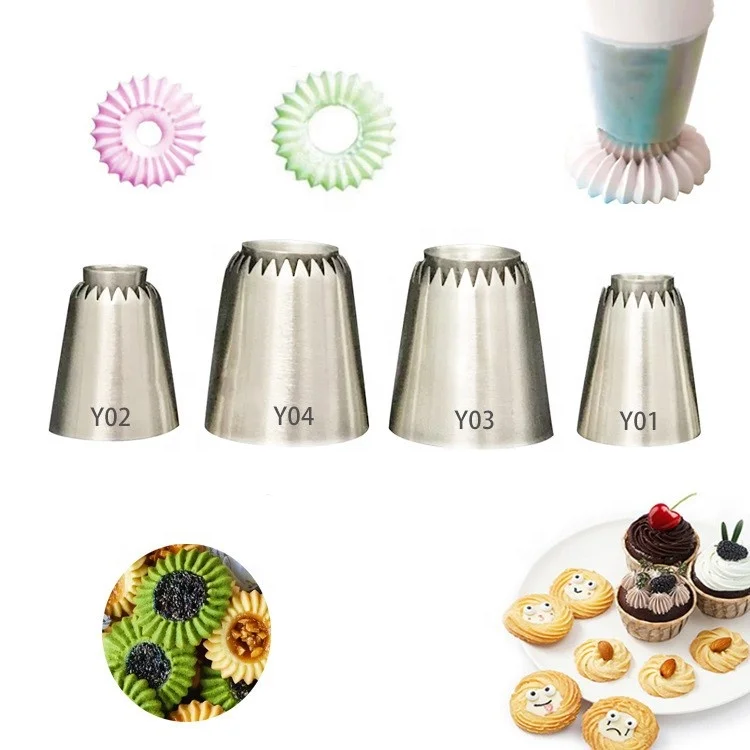 Stainless Steel Romia Nozzle Large Size Cookie Icing Piping Tips Cake Decorating Nozzles