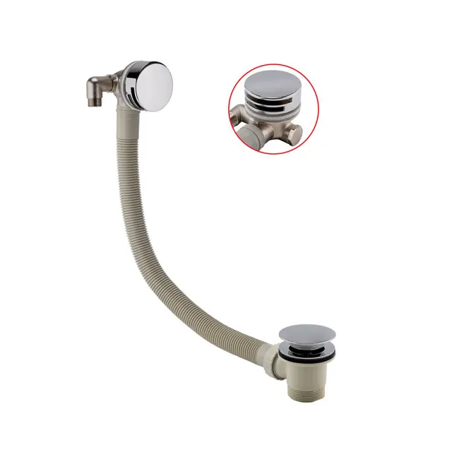 Brass bath waste mixer filler and overflow combination bathtub drain