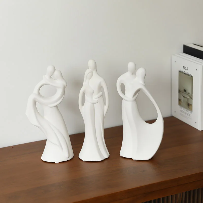 Valentines Lover Hug Kiss Style Abstract Sculpture Statue Collectible Figurines Wedding Gift Home Office Bookshelf Desktop Decor