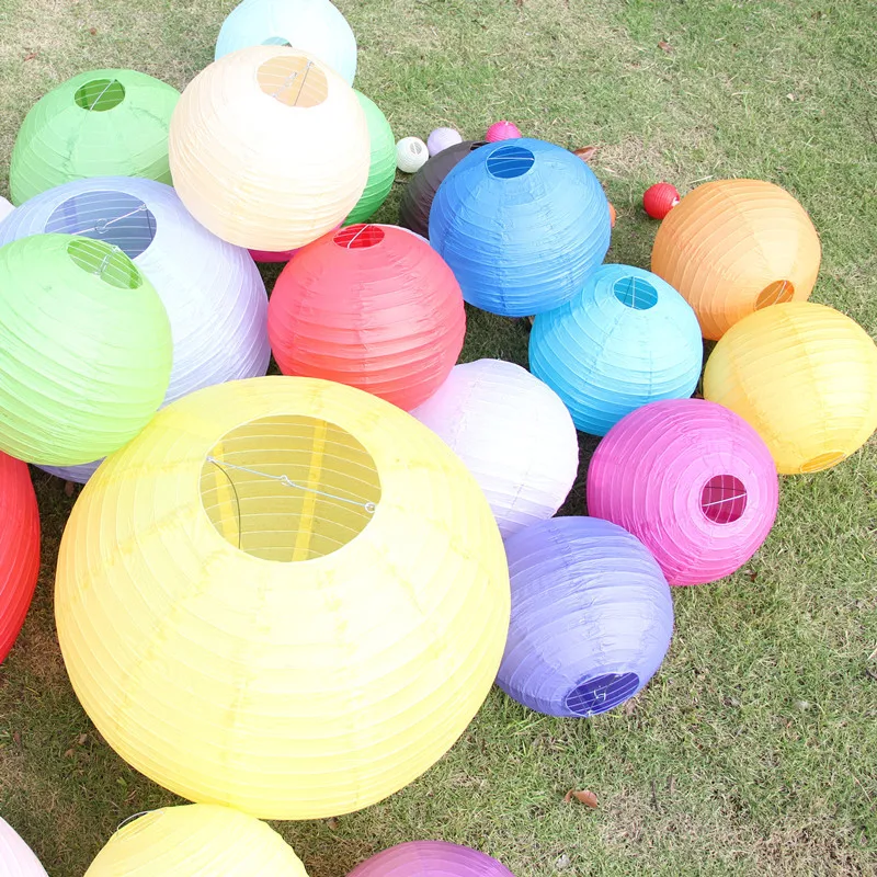 Ychon wholesale small big colorful paper lanterns muti-color Chinese style hanging lanterns decorations for party wedding favor