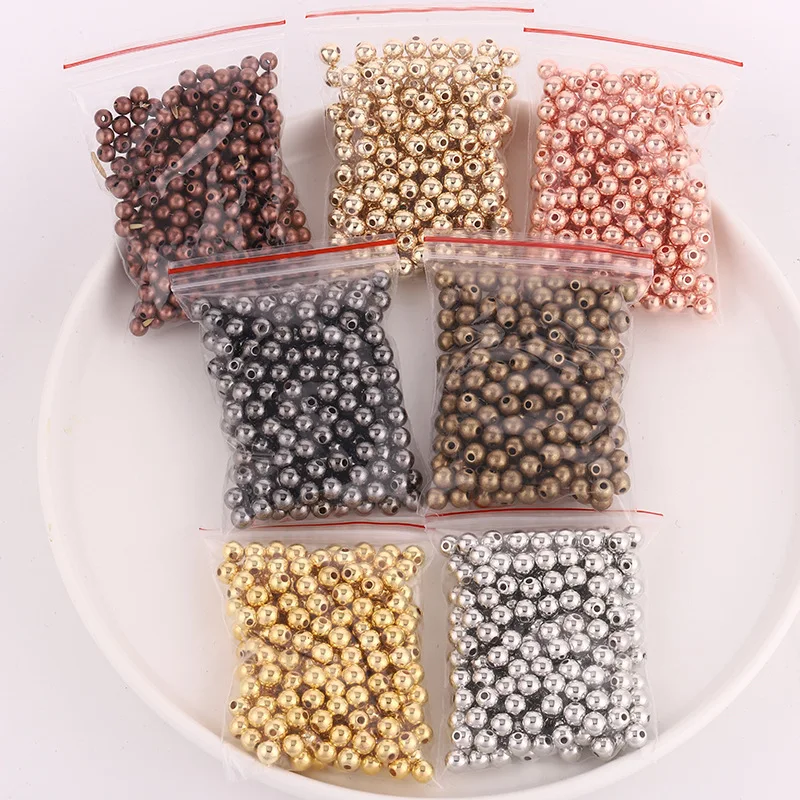 Wholesale 3 4 6 8 10mm 500-10000pcs Gold/Gun-Metal Plated CCB Round Seed Spacer Loose Beads For Jewelry making DIY