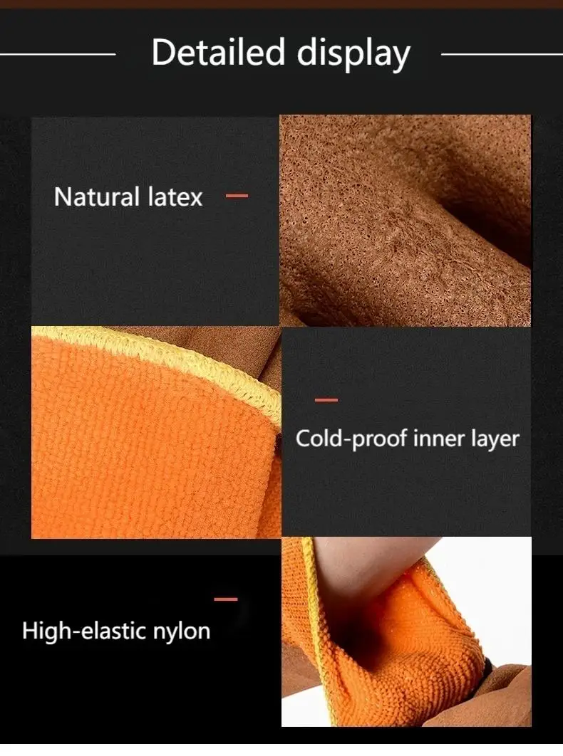 Latex Coated Gloves Terry Warm Gloves Winter Gloves
