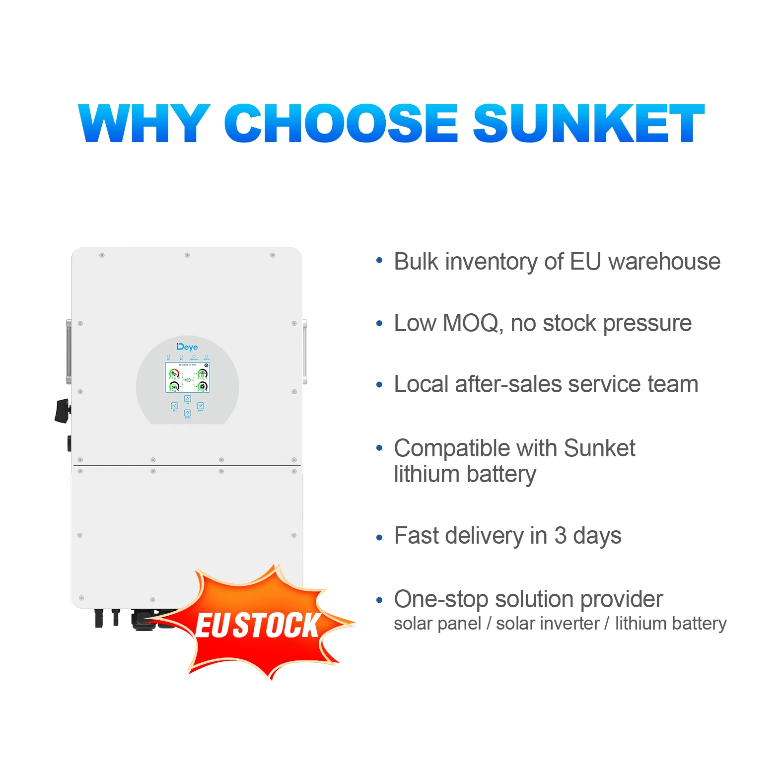 Deye SUN-5/6/8/10/12/15/20/25K-SG01HP3-EU-AM2 HV Battery Supported Three Phase Deye Hybrid Solar Inverter 12KW 15KW 20KW 25KW AC