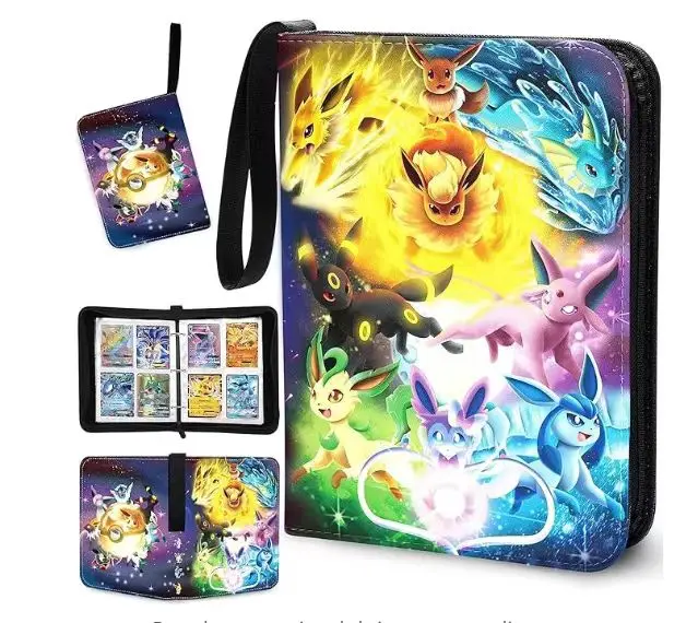 900 and 400 4 or 9 pockets PU leather charizard collector book pokemoned trading card game collection folder with zipper