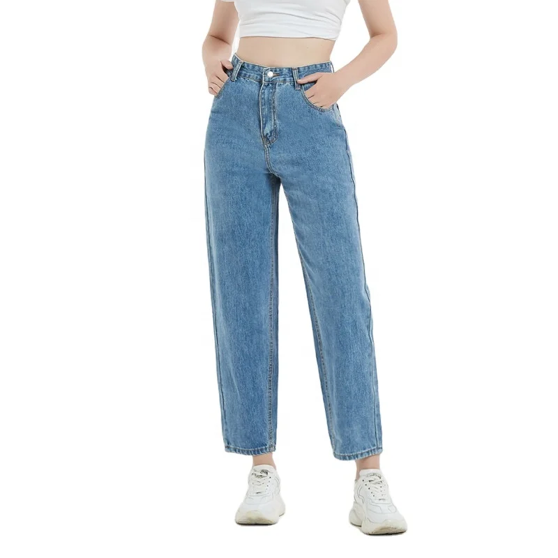2021 New Fashion Top Seller Women High Waist Jeans Casual Denim Straight Pants with Factory Price