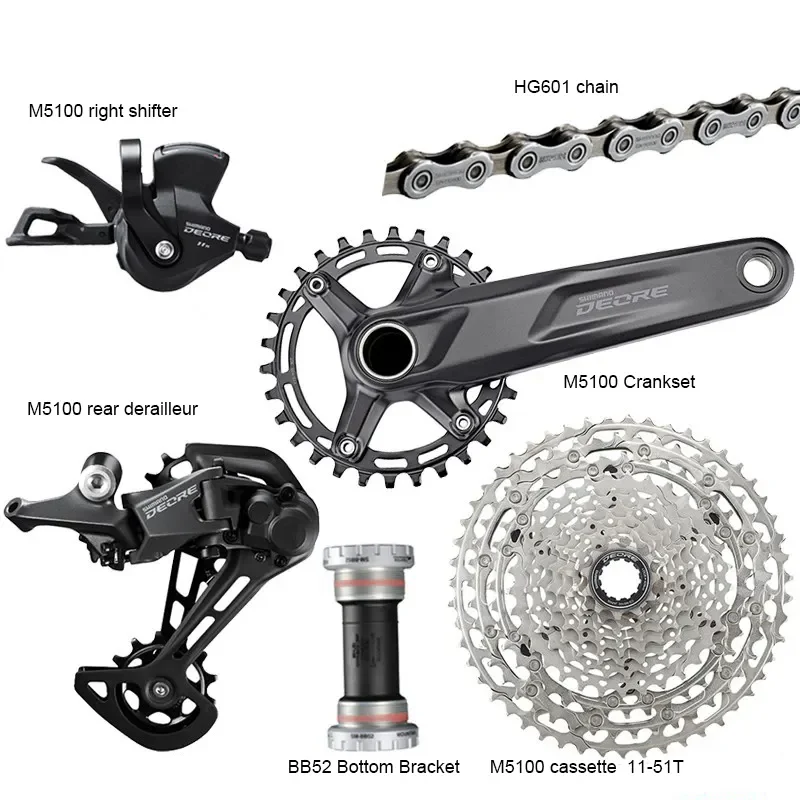 SHIMANO DEORE M5100 LS 2x11 Speed Derailleurs Groupset MTB mountain bike 170mm 32T 11-51T  Bicycle Group Set