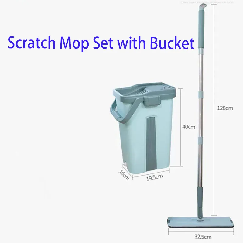 Hand-free household lazy mopping hand-free flat rotating mop dry and wet dual-use  clean mop bucket