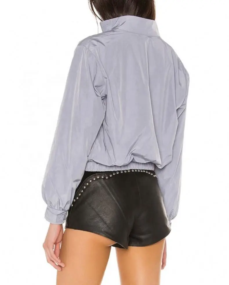 
100% polyester Autumn season women cool fashion pullover jacket windbreaker with 1/4 zipper front 