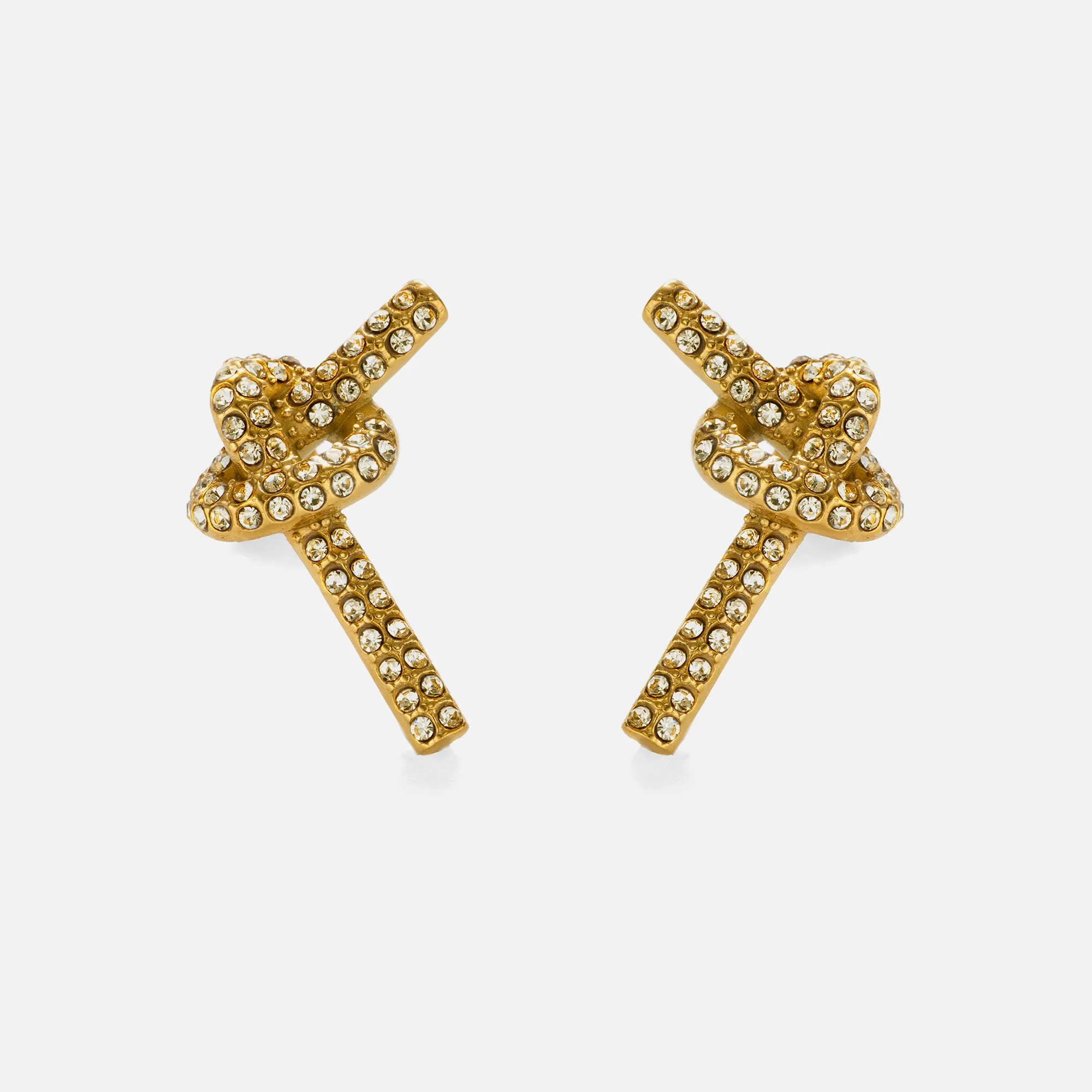 Dazan NEW Winter HOT 18k Gold Plated Hypoallergenic Stainless Steel 3A Zircon Knot Twist Earrings Fashion Show Model Jewelry