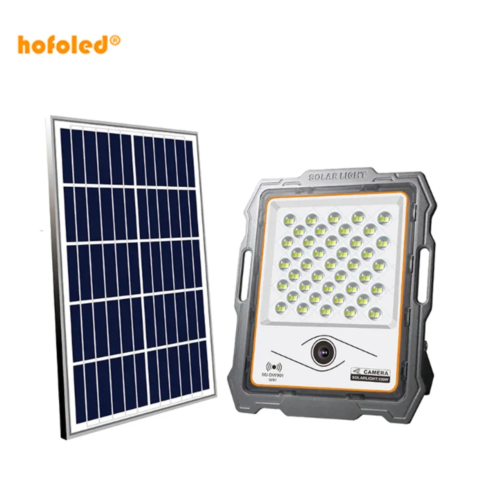 100W 200W 300W 400W CCTV Integrated Lamp All In one Solar Aluminum Outdoor CCTV Floor Lights With Camera