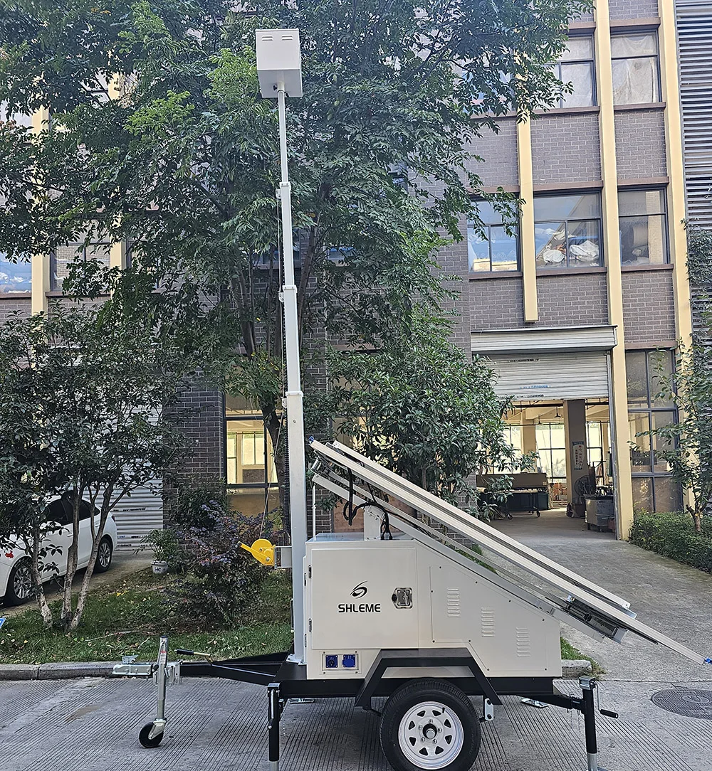 Mobile Monitoring System Outdoor Wireless CCTV Camera Trailer Solar Light Tower
