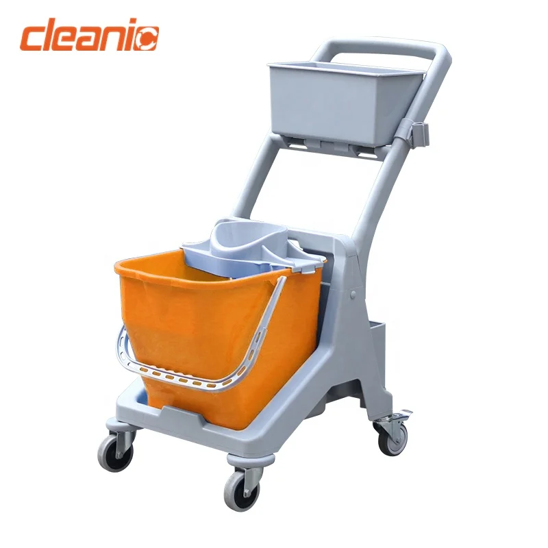 Custom logo strong plastic material deep cleaning single mop wringer trolley on wheels for commercial properties