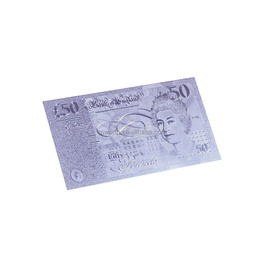 Wr Discount Sale Top-grade Silver Foil Britain 50 Pound Bank Note Collectible Paper Money Gifts