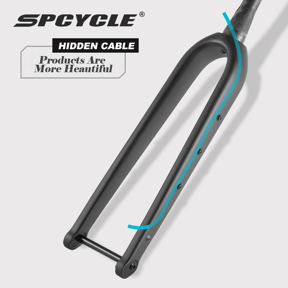 Spcycle Full Hidden Cable Carbon Gravel Fork Max Tire 700x55C or 29x2.1' Tapered Disc Brake MTB Gravel Bicyel Rigid Forks