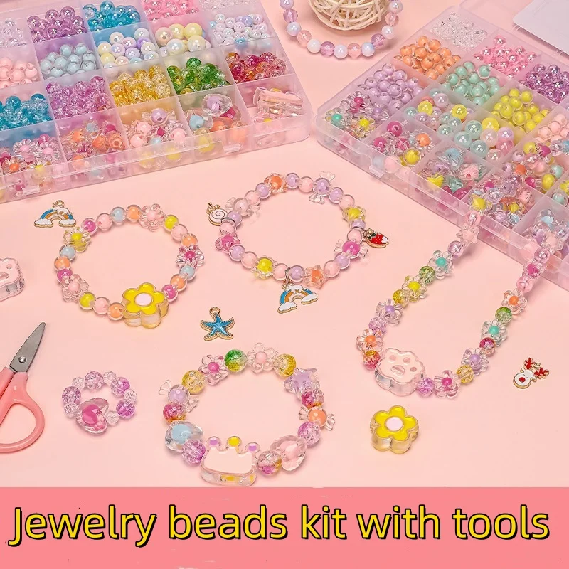Kids Gifts and Crafts DIY Jewelry Making Toys Beads for Bracelet Making Kit