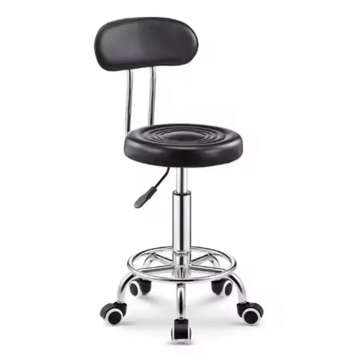 Cheap Adjustable Stool with Wheel Leather Salon Chair Stool for Work Home Bar Tattoo Massage Facial Shop SPA Barber Salon