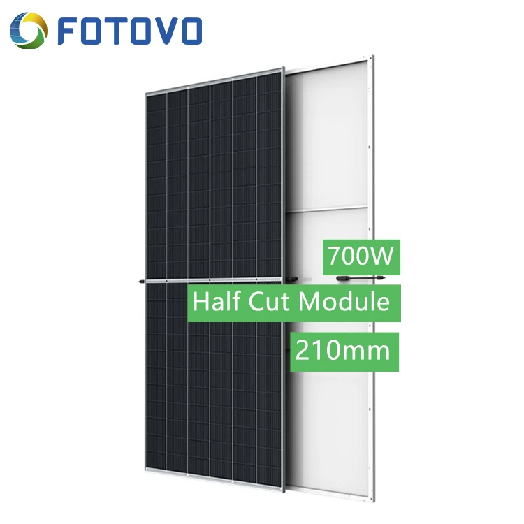 FOTOVO 700w single glass mono-facial half-cut high power pv panel N-type pv solar module 12BB mono-crystalline silicon component