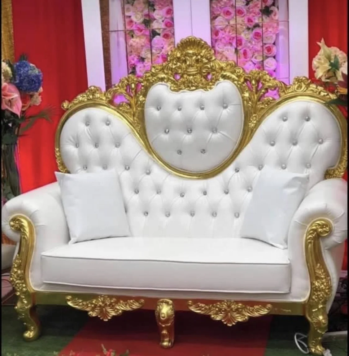Classy european double seat royal wedding throne chair queen sofa chairs