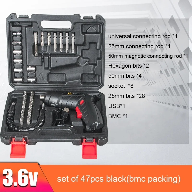 3.6V Li-ion USB  Charging Power Cordless Screw drivers Drill Bits Set Home Multifunctional Mini Electric Screwdriver Tool kit