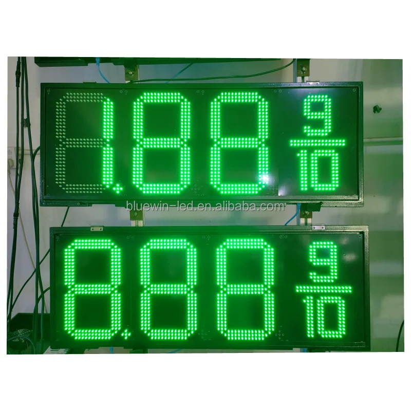 Gas station waterproof digital LED display 888 9/10 Red Green White custom custom made in china