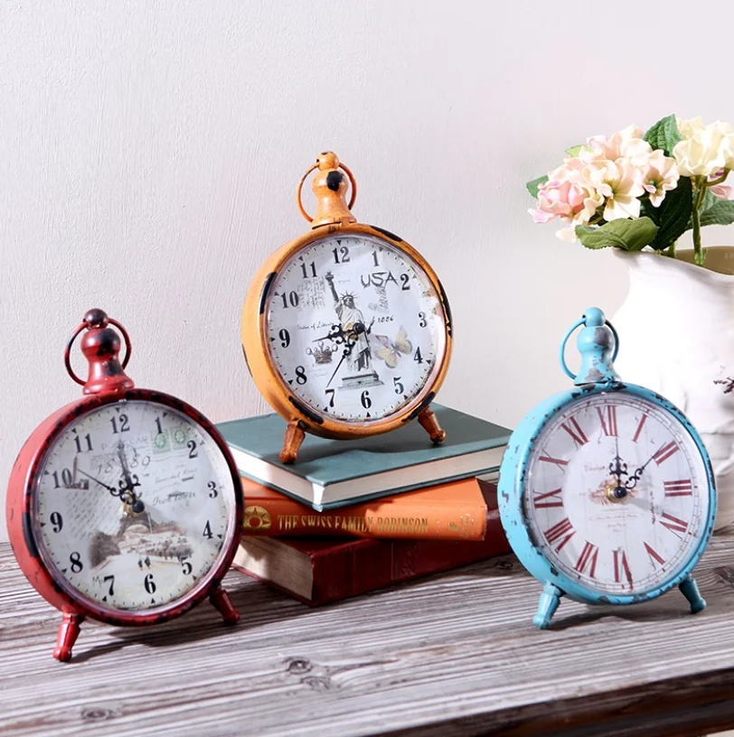 2021 Wholesale round antique metal clocks and iron clocks