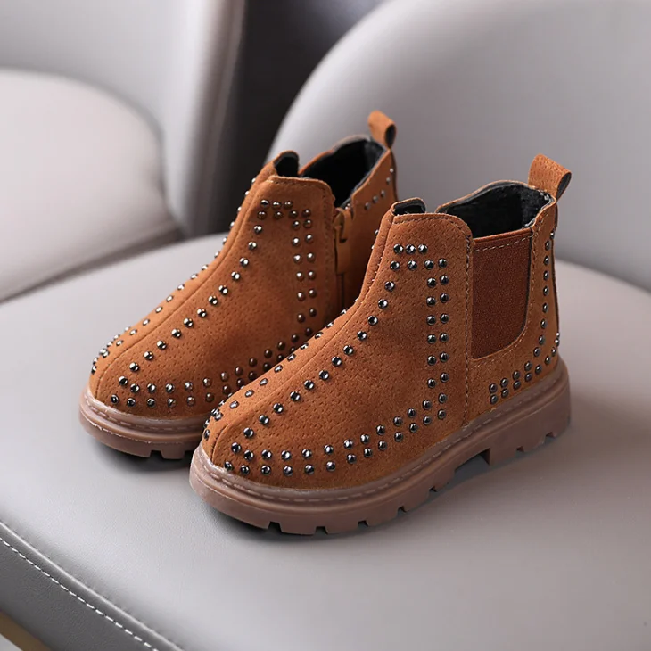 
YY10140S 2020 Most popular baby suede fashion boys and girls boots sude zipper design kids rivet boots 