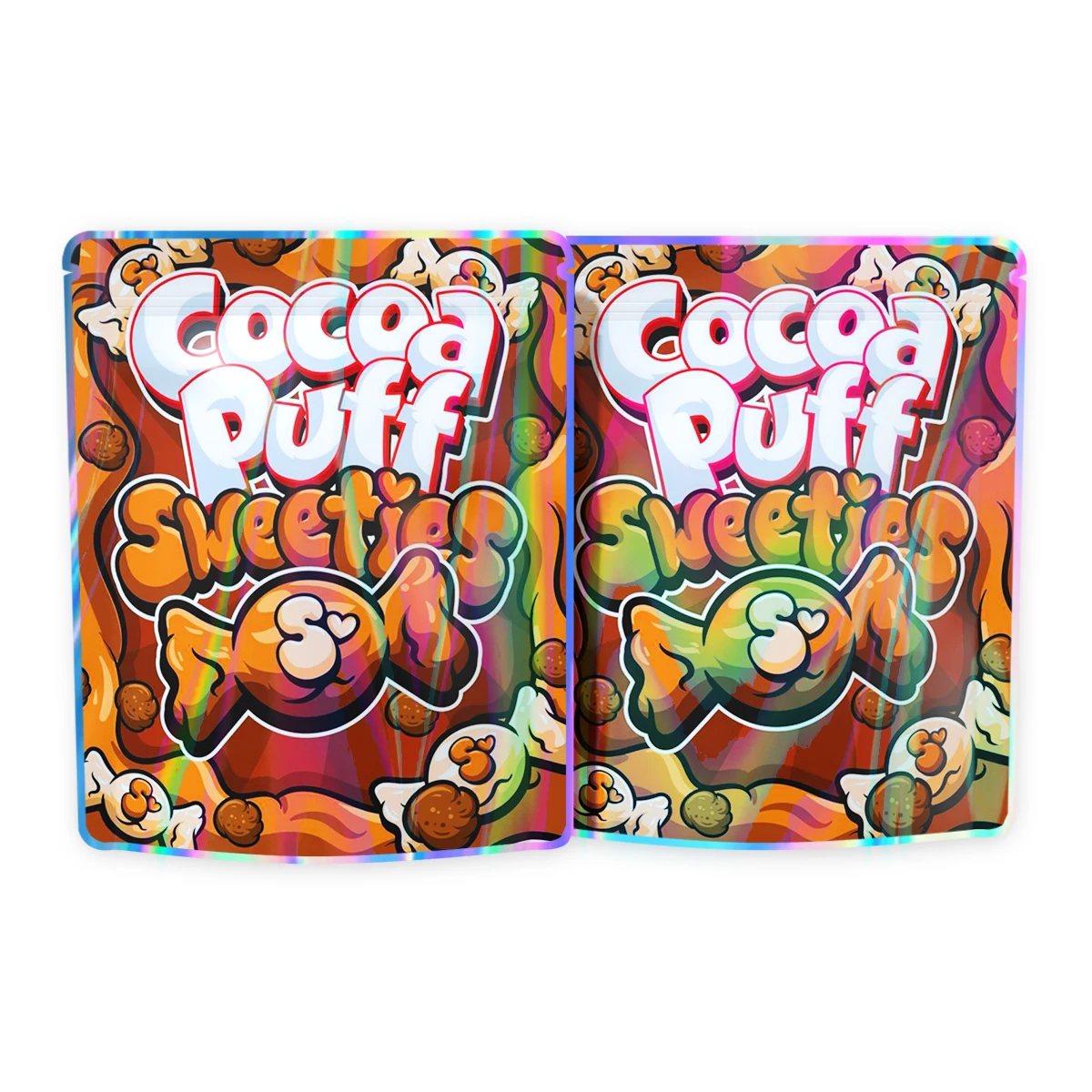 Cocoa Puff Mylar Bags 3.5 Grams/7 Grams Food Grade Eco Friendly Custom Printed Storage Stand Up Ziplock Packaging Plastic Bags