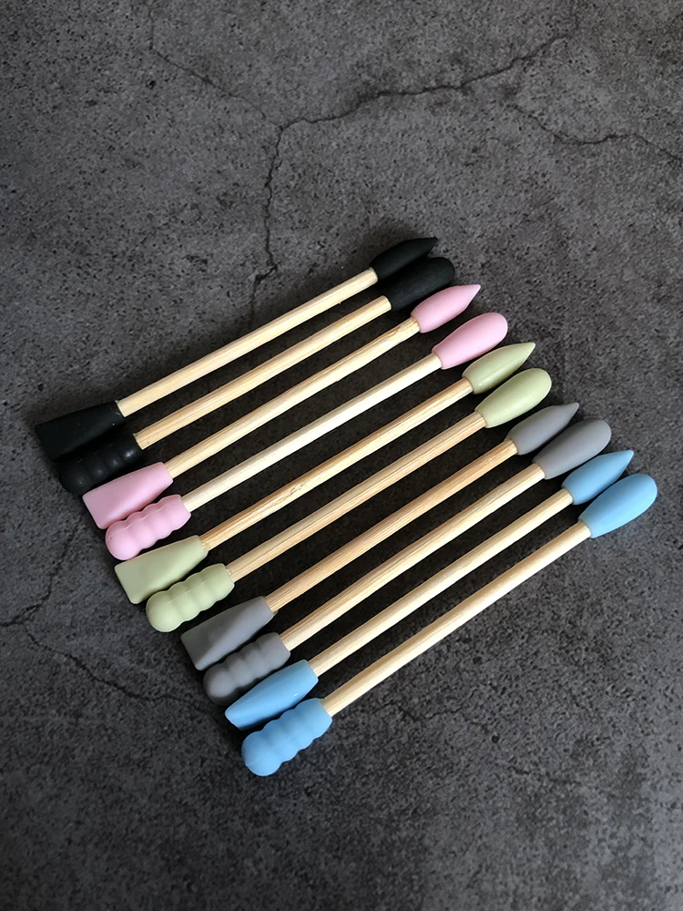 New concept silicone cotton buds double-head washable ear cleaning reusable bamboo cotton swabs Silicone Ear Swab