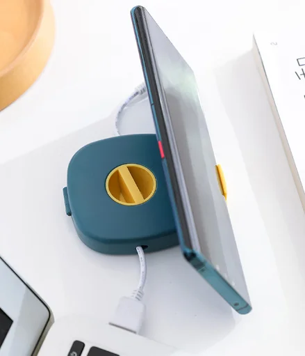 Multi-Purpose Portable Cable Management Box Data Storage Mobile Phone Charging Headphone Organizing with Phone Holder