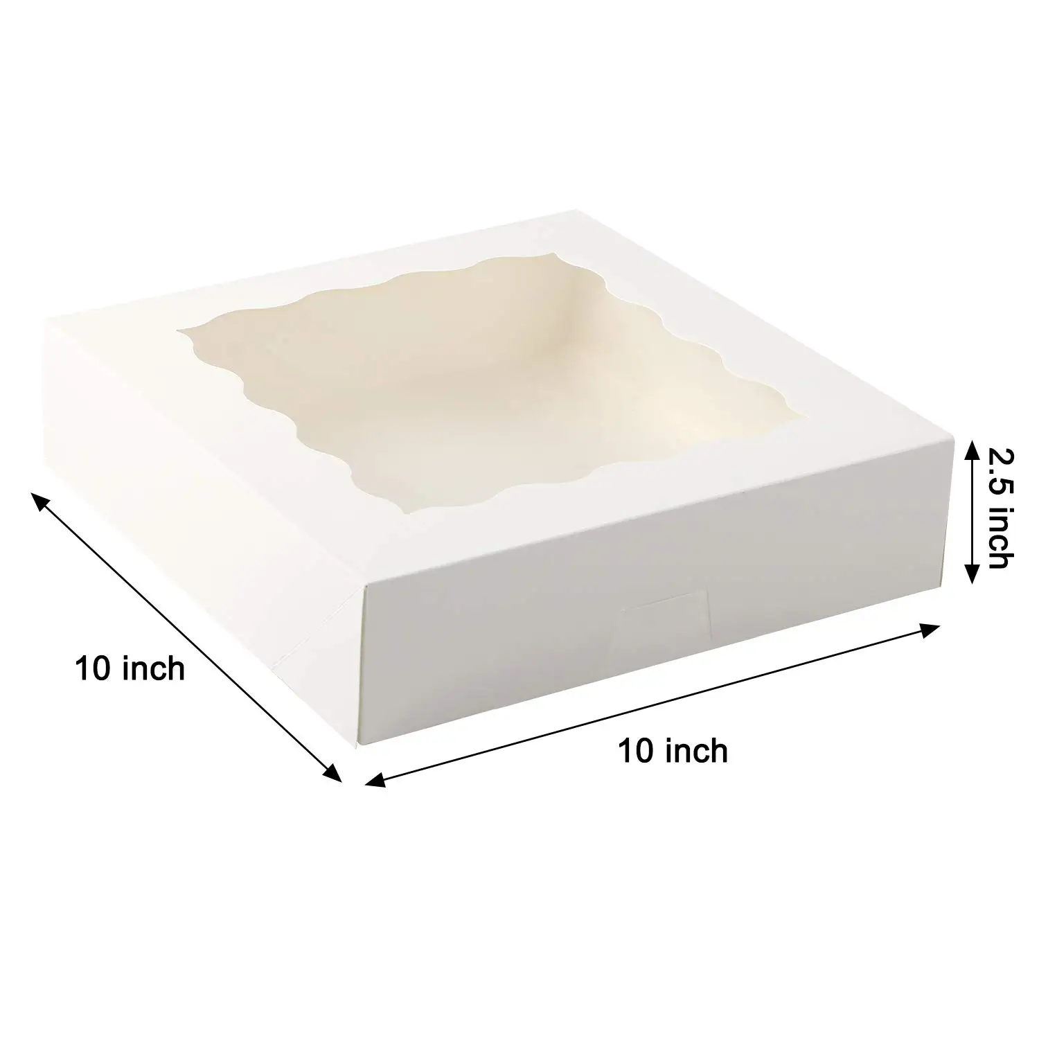 Hot sale cake Boxes 10x10x2.5in White Bakery Boxes Pastry Cake Boxes with Window
